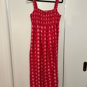 Zara Vibrant Red Retro Maxi Dress- size L
